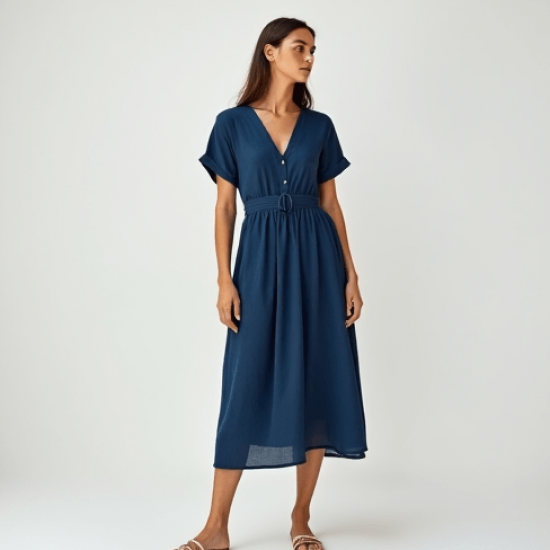 Women's Light V-Neck Midi Dress