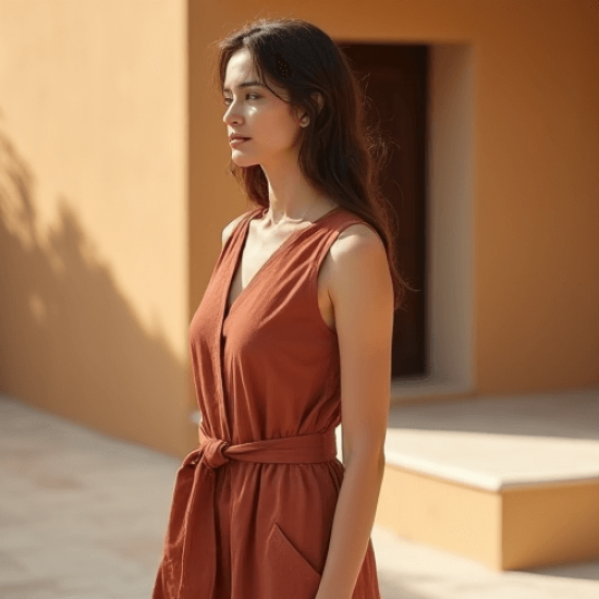 Women's V-Neck Sleeveless Midi Dress