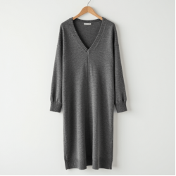 Women's Casual V-Neck Long Sleeve Dress