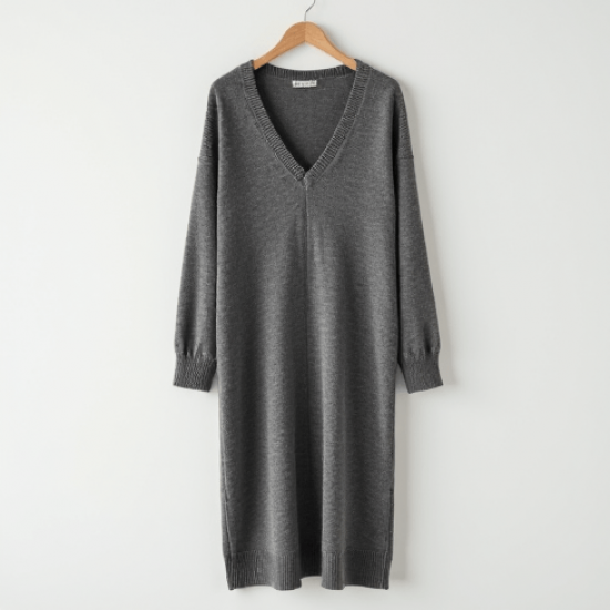 Women's Casual V-Neck Long Sleeve Dress