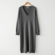 Women's Casual V-Neck Long Sleeve Dress