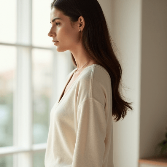 Women's Simple V-Neck Long Sleeve