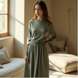 Women's Casual Crew Neck Long Dress